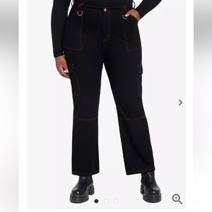 Black & Pink Contrast Stitch Carpenter Pants Plus Size. Size 18 but fits 14/16